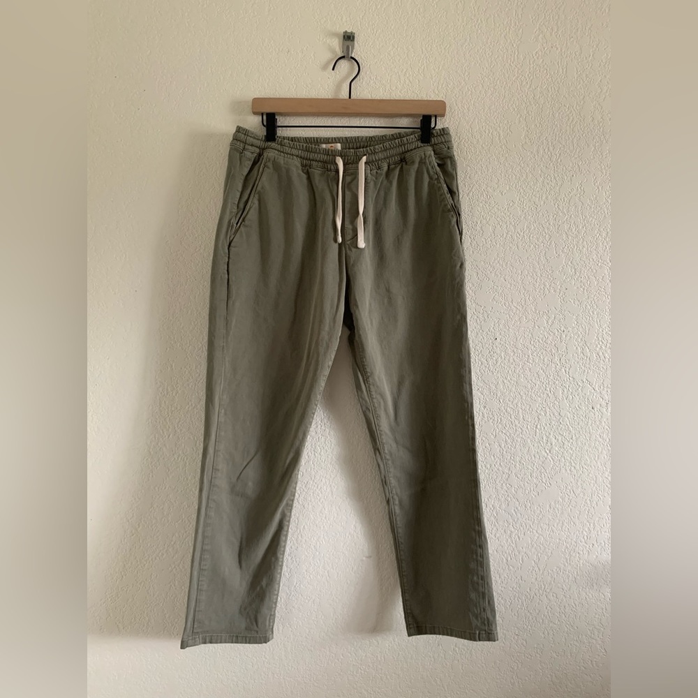 Marine Layer Saturday Slim Fit Olive Green Jogger Pants Size Large Elastic Waist